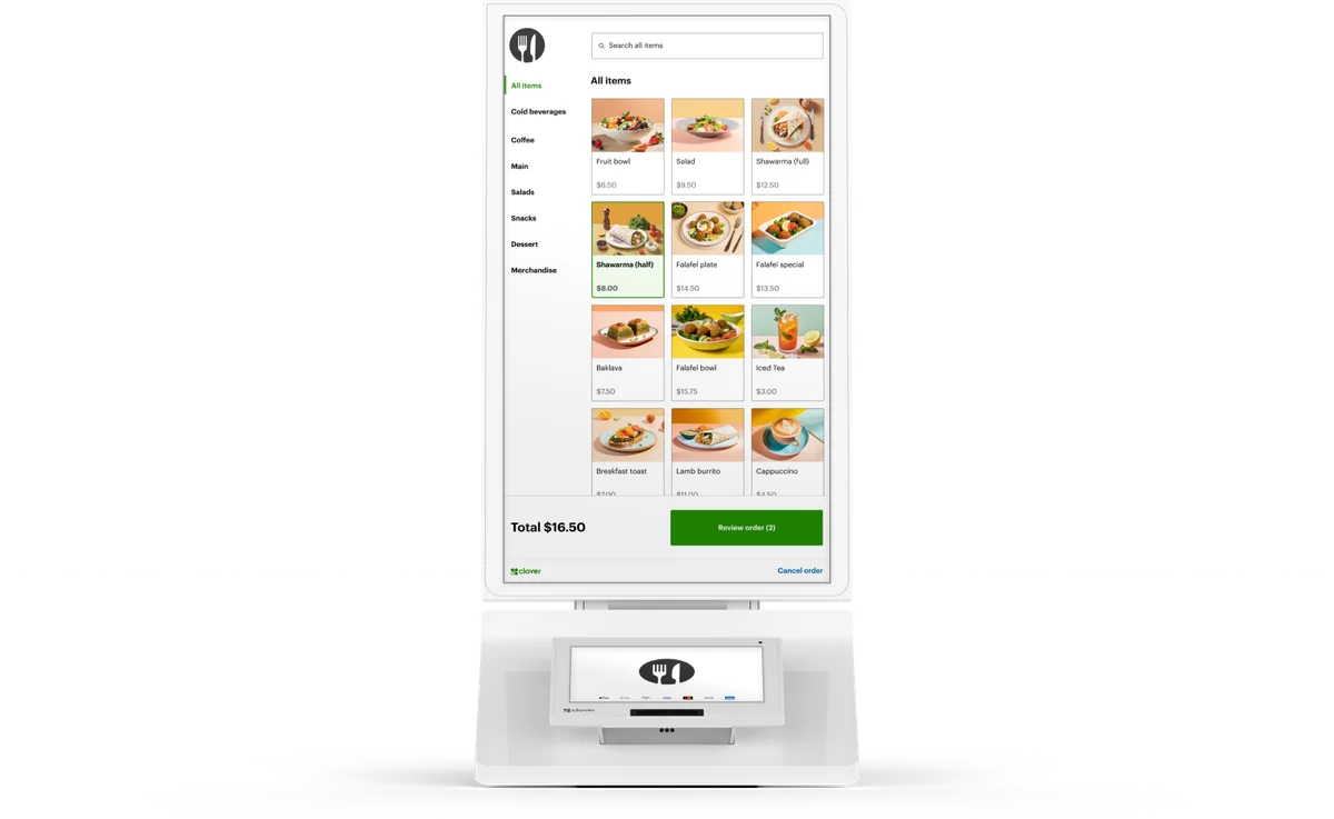 Clover Kiosk self-order screen