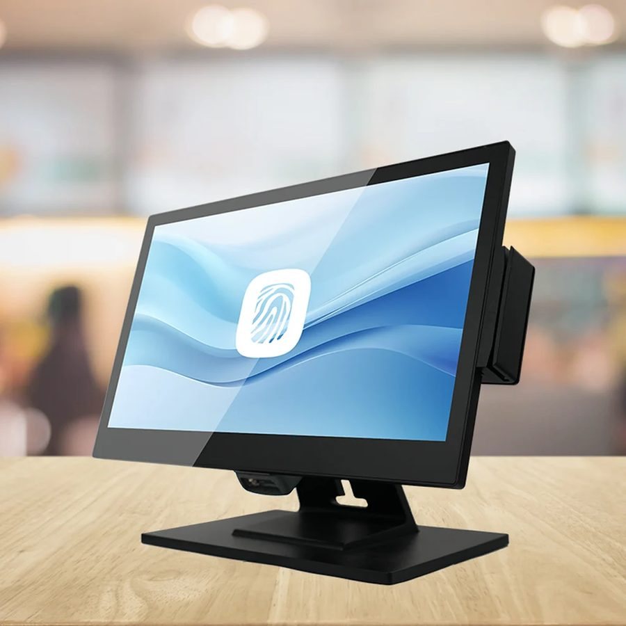 Touchscreen POS terminal on a counter